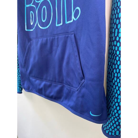 Nike Women’s S Therma-Fit Hoodie Blue Polka Dot Pullover Just Do It Activewear - Picture 6 of 9